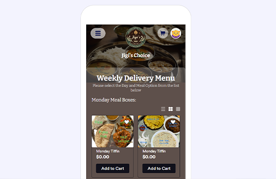 what the weekly ordering menu looks like on a phone